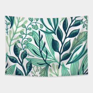 Shades of Green Leaves Tapestry