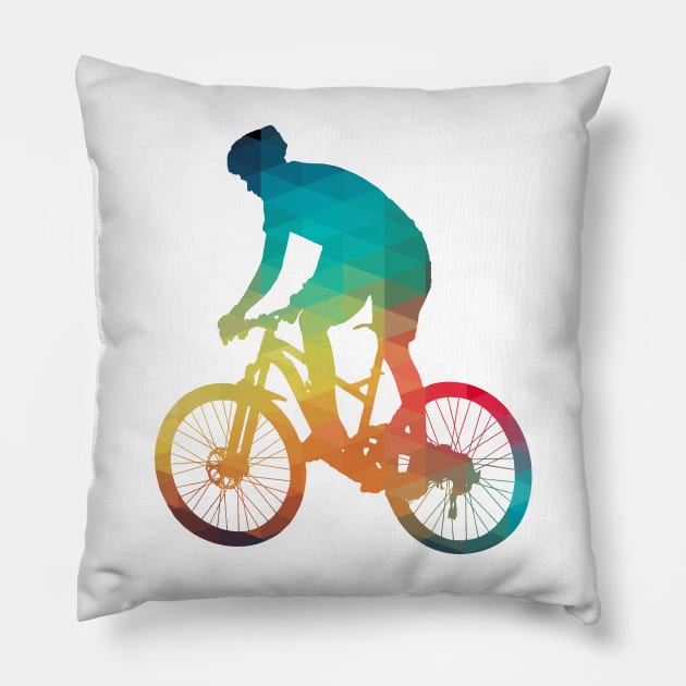 Rainbow bike man Pillow by AdiDsgn