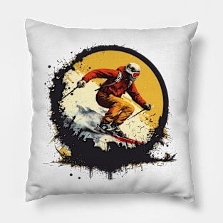 cool design of man skiing Pillow