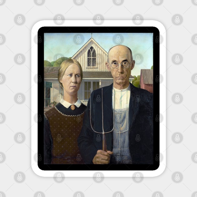 American Gothic, by Grant Wood, Oil on Beaverboard, 1930. Magnet by SteelWoolBunny