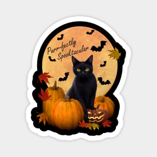 Black Cat Purr-Fectly Spooktacular Halloween Magnet