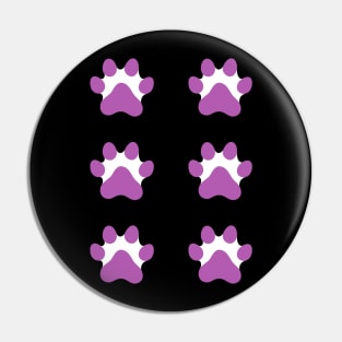 Purple paw prints, set of six Pin