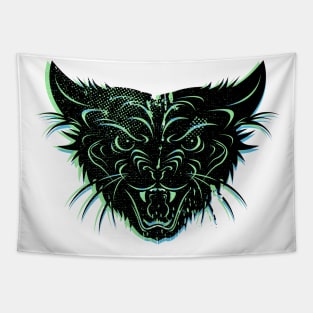 Angry Black Cat Tapestry