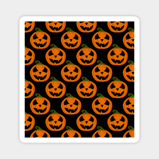 Halloween pumpkins pattern on black background Magnet