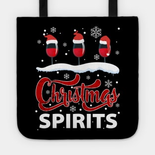 Christmas Spirits Funny Red Wine Glass Snow Graphic Novelty Gift For Wine Lovers Tote