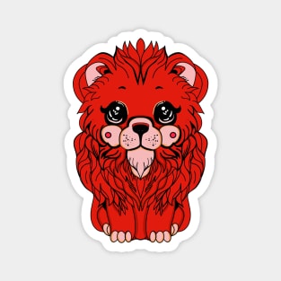 Cute red lion illustration kawaii style Magnet