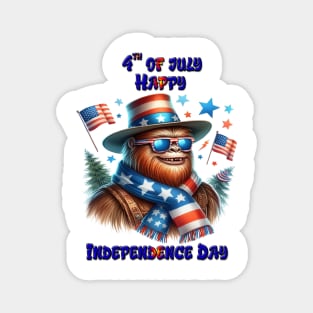 Stylish Bigfoot Rocking American Flag Hat Magnet