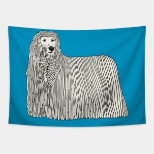 Komondor dog cartoon illustration Tapestry