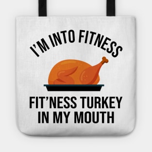 Fitness Turkey in My Mouth Funny Thanksgiving Tankful Tote