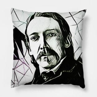 Robert Louis Stevenson Black and White Portrait | Robert Louis Stevenson Artwork 7 Pillow