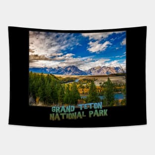 Wyoming State Outline (Grand Teton National Park) Tapestry