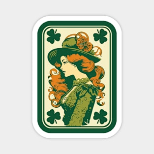 Female Leprechaun Shamrock Card St Paddys Day Festival Women Magnet