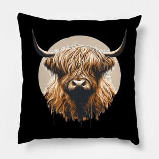 Funny vintage scottish highland cow heilan coo Pillow