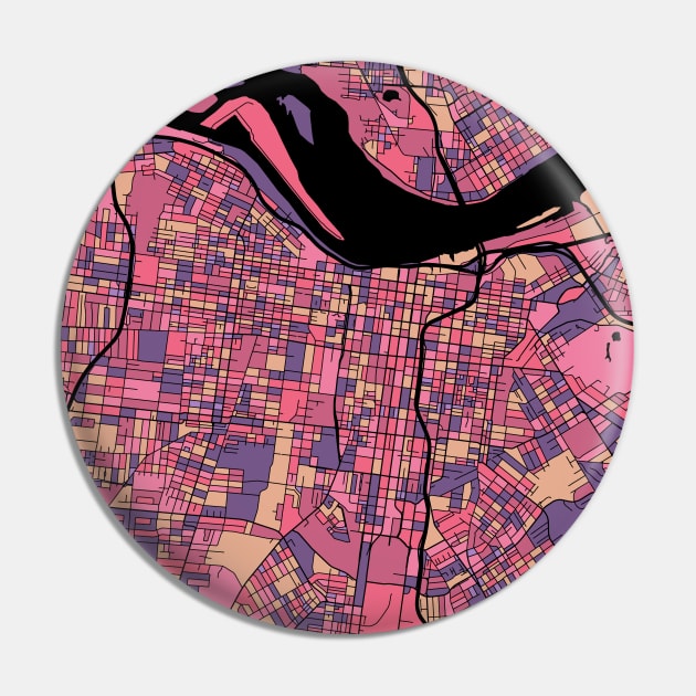 Louisville Map Pattern in Purple & Pink Pin by PatternMaps