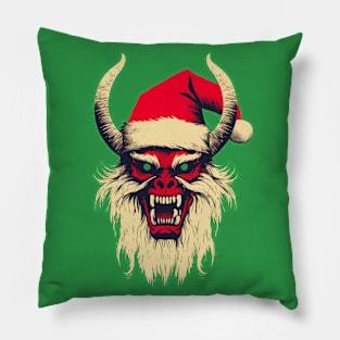 Vintage Krampus Christmas Holiday Horror Graphic Pillow