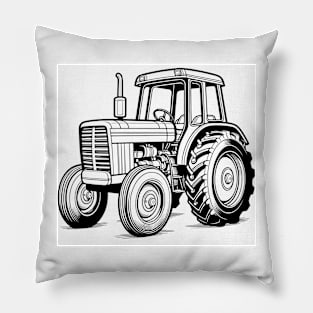 Black And White Tractor Design Pillow