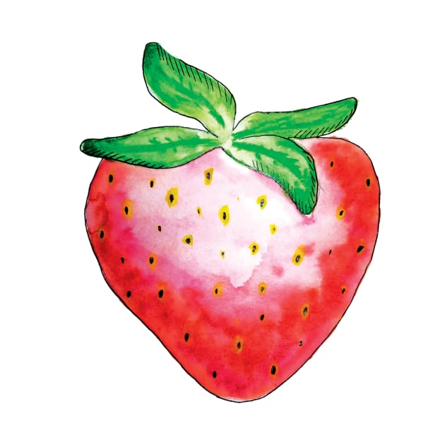 Red watercolor strawberry by Artletar