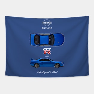 Nissan Skyline GTR R34 Blueprint Tapestry