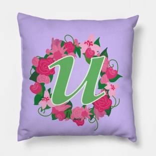 Monogram U, Personalized Floral Initial Pillow