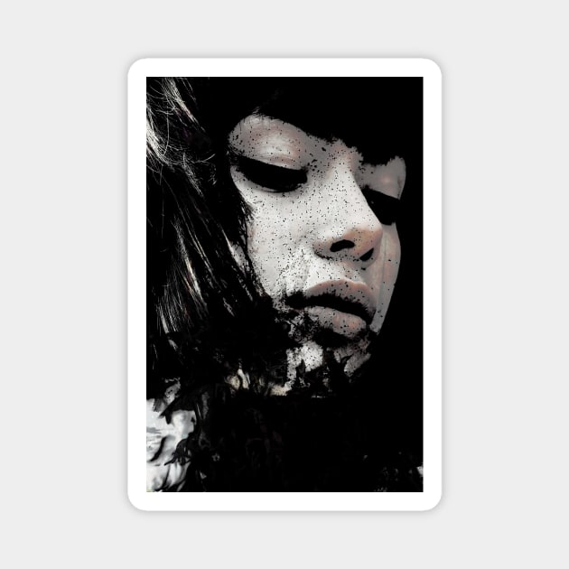 Beautiful girl, something dark on chin. Pale skin. Dark fantasy, horror. Magnet by 234TeeUser234