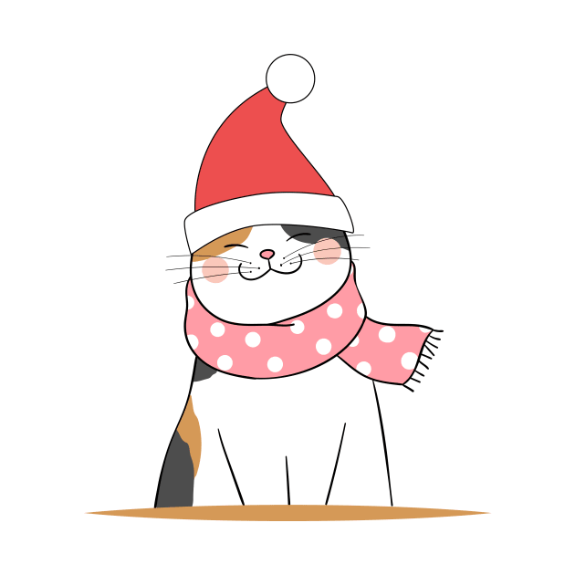 cat with santa hat christmas by Johnny_Sk3tch