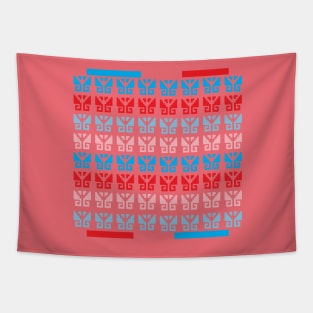 Aztec Motif Pattern Pink Blue Tapestry