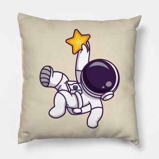 Cute Astronaut Catching Star Cartoon Pillow