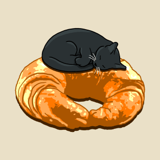 Croissant Black Cat T-Shirt