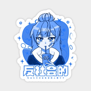 Anime Girl with Kanji Blue Version Magnet