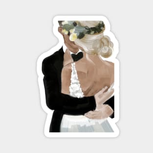 Wedding couple anniversary oil painting, cute wedding card, wedding dress, painting oil Magnet