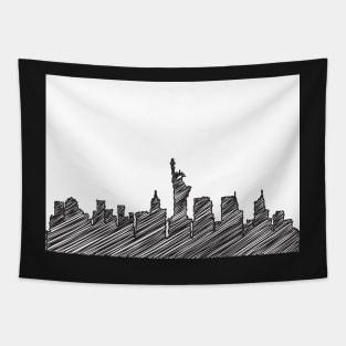 NYC Skyline Scribble Design, Vector, Artwork Tapestry