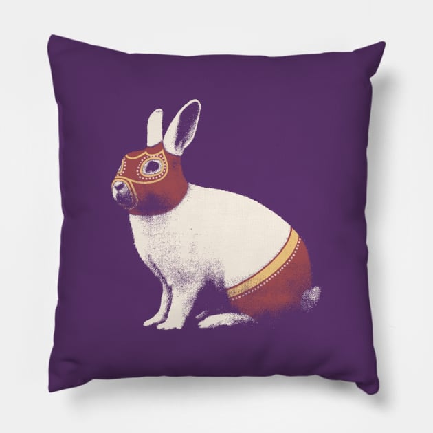 Rabbit Wrestler / Lapin Catcheur Pillow by speakerine