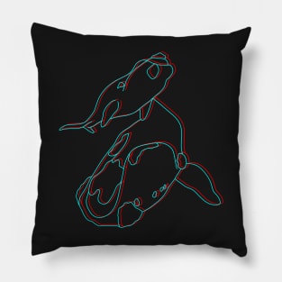 Glitchy Southern Right Whales - Mom and Calf Pillow