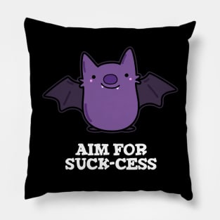 Aim For Suck-cess Cute Positive Bat Pun Pillow