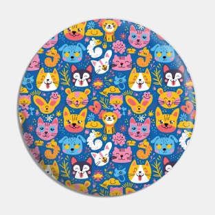 Whimsical Animal Faces Pattern Pin