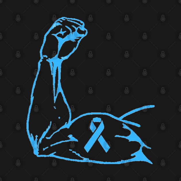 Flexed arm with a Light Blue Awareness Ribbon by CaitlynConnor