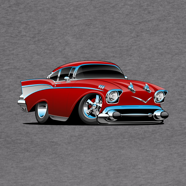 Classic Hot Rod 57 Muscle Car Low Profile Big Tires And Rims