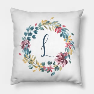 Floral Monogram L Colorful Full Blooms Pillow