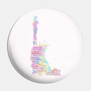 Statue of Liberty Travel Text Word Cloud Pin