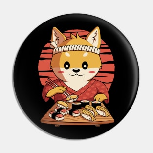 Kawaii Shiba Inu Dog Eating Japanese Sushi Anime Gift Pin