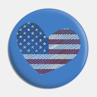 USA Heart Flag Patriotic 4th Of July American Pride Pin