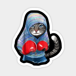 Cat In Boxing Suit Magnet