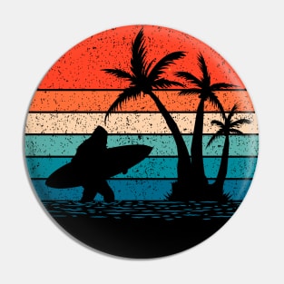 Bigfoot Surfing Sasquatch Surfer Pin