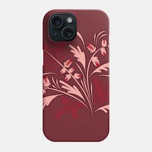 Folk floral print . Abstract flowers art , poster. Phone Case