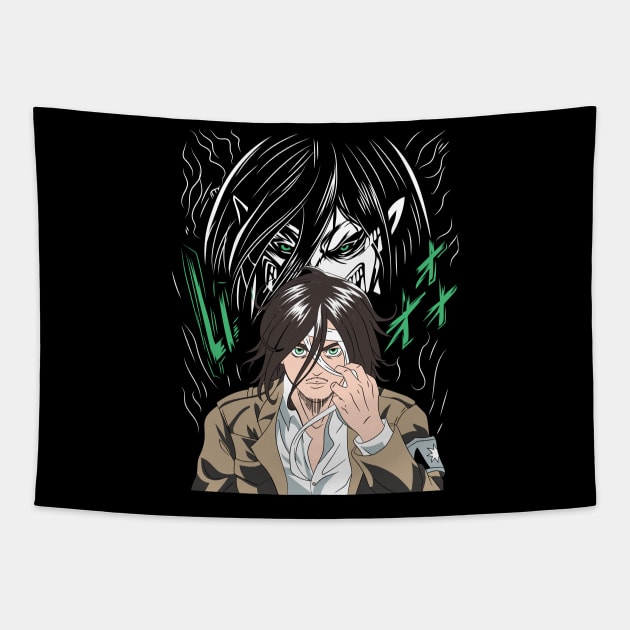 Eren Yeager Anime Fanart Tapestry by Planet of Tees