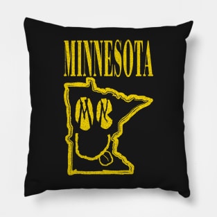 Minnesota Grunge Smiling Face Black Background Pillow