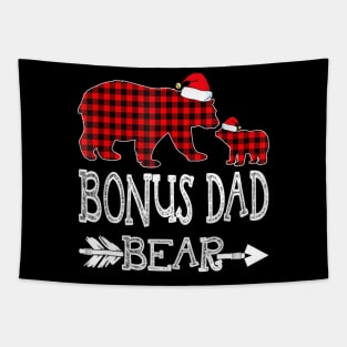 Bonus Dad Bear Red Plaid Buffalo Arrow Christmas Pajama Tapestry