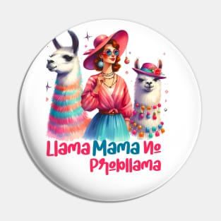 NO PROB-LLAMA! Retro Funny Llama Alpaca Graphic Pin