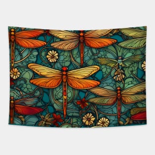 Dragonfly Summer Dragonflies In A Flower Garden Tapestry