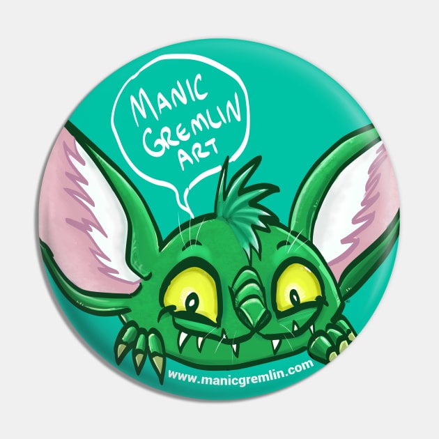 Manic Gremlin Art Logo Pin by manicgremlin